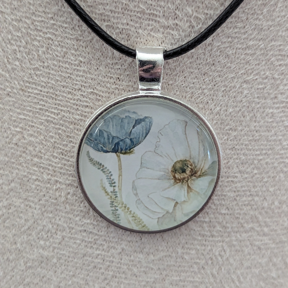 Floral Pendant Necklace with Silver Accents